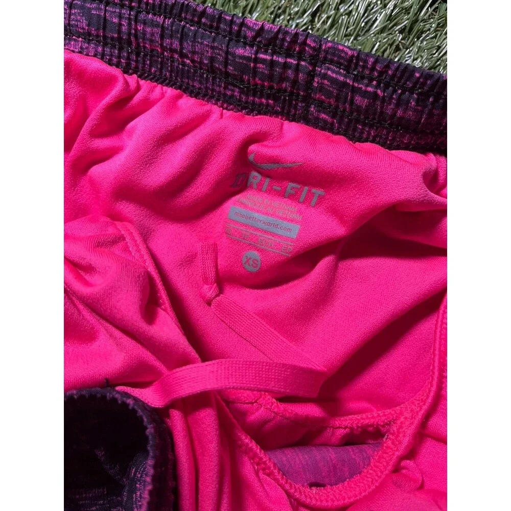 Nike Dri-FIT Women's Athletic Shorts Pink Black Polyester XS Quick Dry